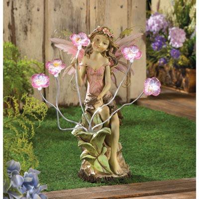 *(FREE SHIPPING)* PEONY FAIRY SOLAR STATUE