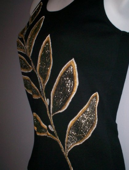 Black Hand Painted Goled Leaf Top