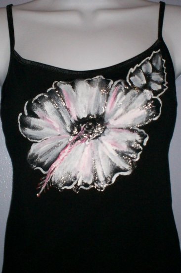 Black Hand Painted Silver & White Camisole