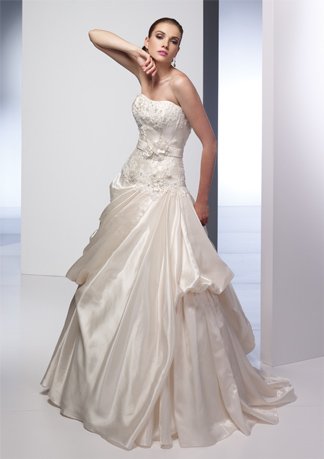 Nice Appliqued and Beaded Strapless A-line Wedding Dress AI0016