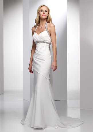 Beaded Halter Mermaid Chiffon Wedding Dress AI0018