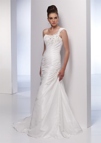 Scatter Appliqued One-shoulder A-line Wedding Dress AI0021