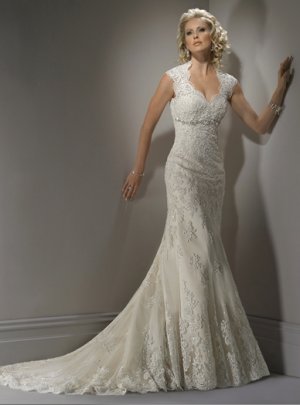 Fully Appliqued Hollow-back Cap Sleeve Wedding Dress WM0003