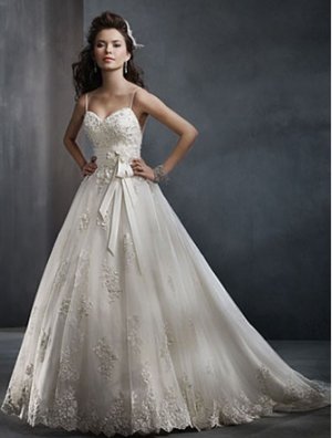 Gorgeous Spaghetti Strap Sweethearted A-line Wedding Dress AA0020