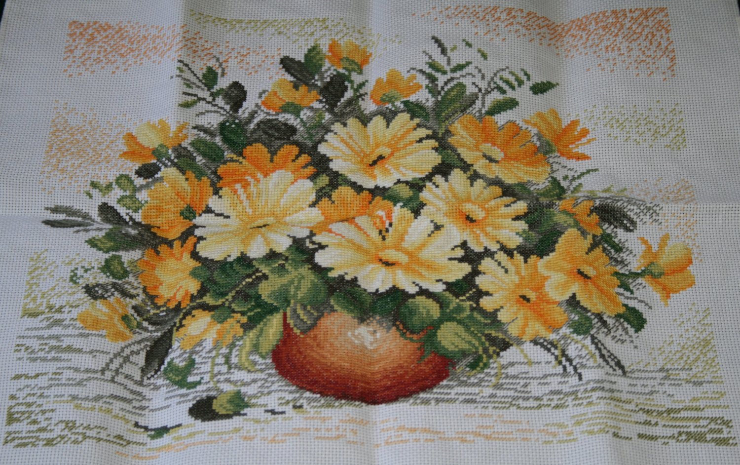 Finished Handmade Cross Stitch of Flower
