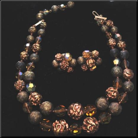 Vintage Necklace & Earrings Set signed "Vogue"