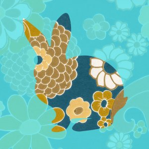 Print English Rabbit Blue