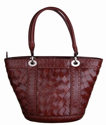 Alexandra Jordan Dark Brown Woven Leather Handbag