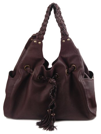 Alexandra Jordan Flat Braided Black Leather Handbag