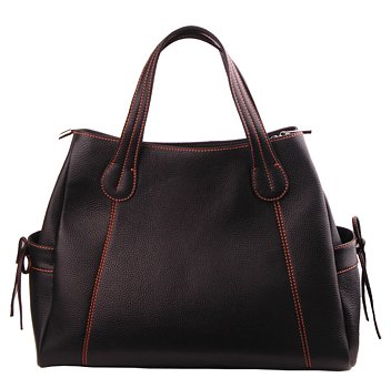 Alexandra Jordan Black Leather Pocket Tote