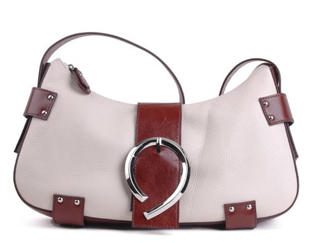 Alexandra Jordan Off-White and Brown Leather Shoulder Bag