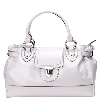 Alexandra Jordan White Leather Handbag with Brown Leather Trim
