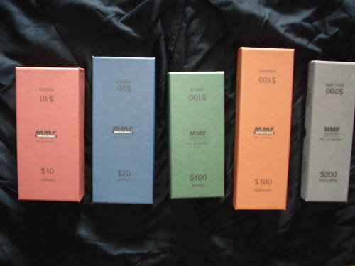 5 ASST STORAGE BOXES FOR ROLLS OF COINS COLOR CODED