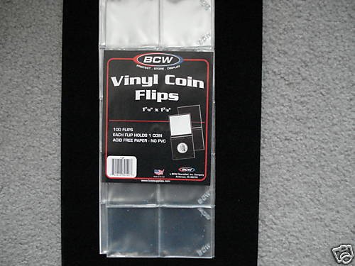 VINYL COIN FLIPS 2X2 DOUBLE POCKET WITH INSERTS 100 NEW