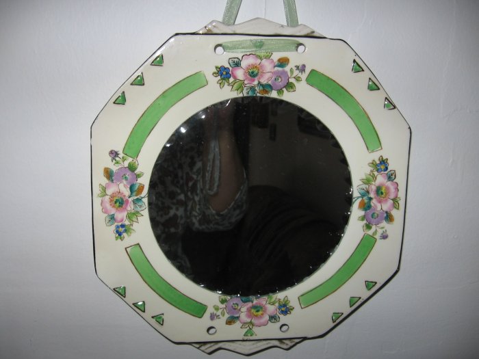 Floal Edge Mirror Made From Vintage China Plate