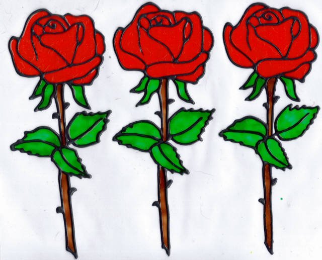 3 red rose set