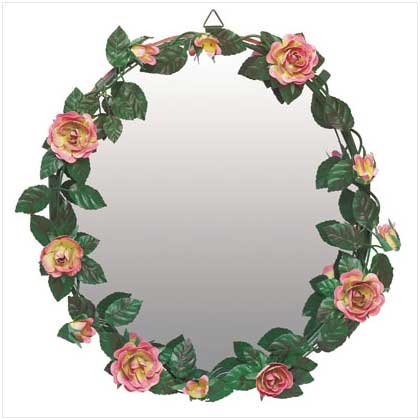 HAND-PAINTED ROSE GARLAND MIRROR RETAIL: $34.95