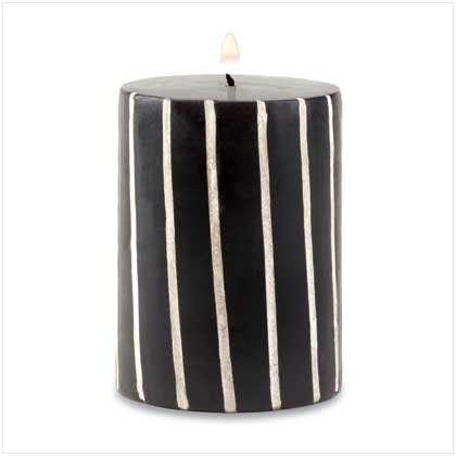 BLACK AND WHITE STRIPED CANDLE Retail: $7.95