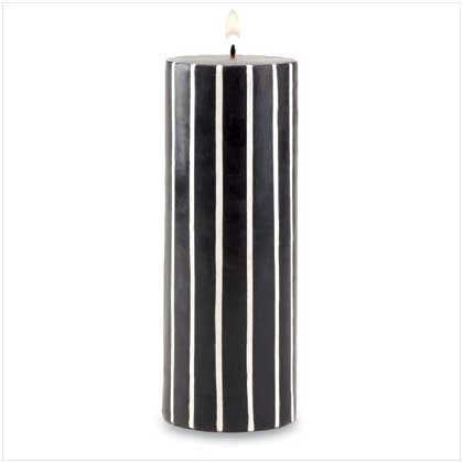 TALL BLACK AND WHITE STRIPED CANDLE Retail: $12.95