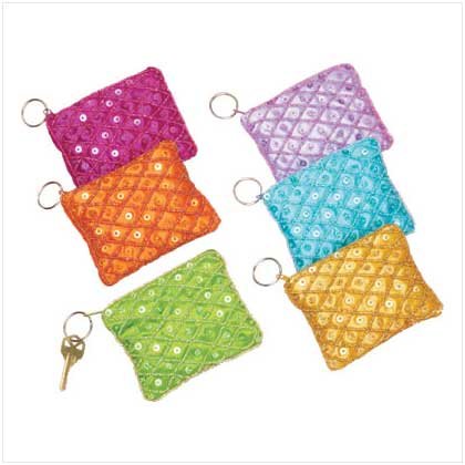 SPARKLING COIN PURSE KEYCHAINS 6 PACK
