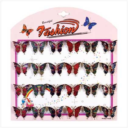 IRIDESCENT BUTTERFLY PINS 24 PACK