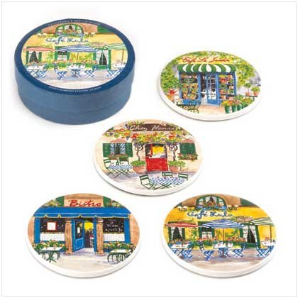 FRENCH CAFE COASTER SET Retail; $12.95