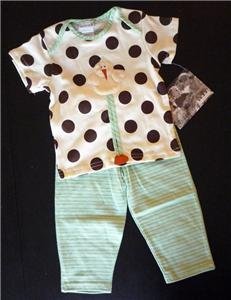 NWT Cachcach Twitter Dots Ivory baby Tee Pants Set 18M