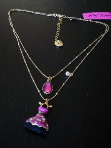 NWT Betsey Johnson Crystal Enamel Pom Dress Necklace