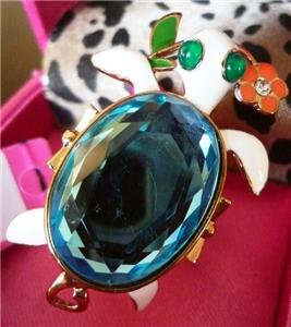 NWT Betsey Johnson Enamel Crystal Turtle Ring Size 7.5