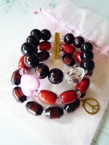 Tarina Tarantino 3 Rows Wood Swarovski Crystal Bracelet
