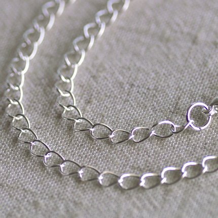 Sterling Silver Plated Brass Curb Chain Necklace Blank Silver Necklace cn01 30"