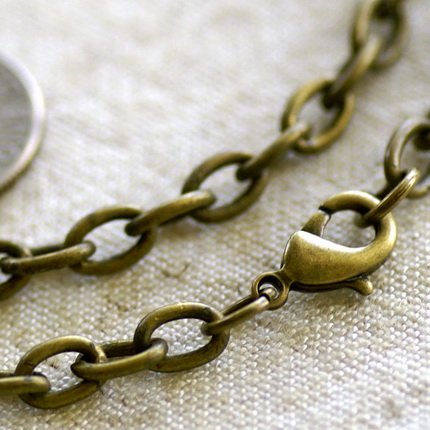Antique Bronze Cable Chain Necklace Blank Bronze Necklace cn02 30"
