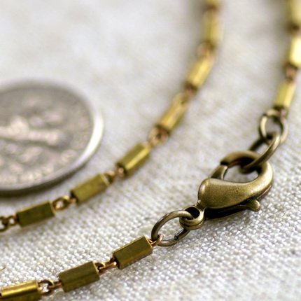 Raw Brass Bar+ Link Blank Chain Necklace cn10 30"