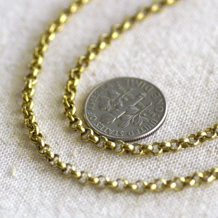 Raw Brass Round Brass Link Rolo Chain Necklace cn57 30"