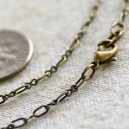 Antique Bronze Plated Brass Cable Chain Necklace Blank Bronze Necklace cn71a 30"