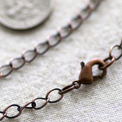 Antique Copper Brass Chain Necklace Copper Necklace cn74a 30"