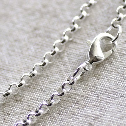 Sterling Silver Plated Brass Rolo Chain Necklace Silver Necklace cn77 30"