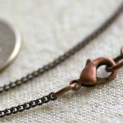 Antique Copper Brass Curb Chain Blank Necklace Copper Necklace cn12d 30"