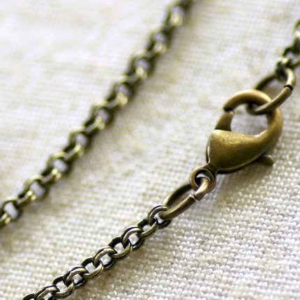 Antique Bronze Plated Brass Double Round Link Chain Blank Necklace cn100 30"