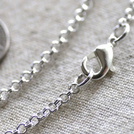 Sterling Silver Plated Brass Chains Necklace Blank Rolo Chain Necklace cn102 30"