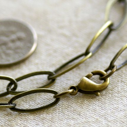 Antique Bronze Brass Chains Necklace Blank Bronze Necklace cn106 30"