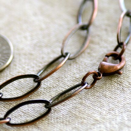 Antique Copper Chain Necklace Blank Brass Copper Necklace cn107 30"