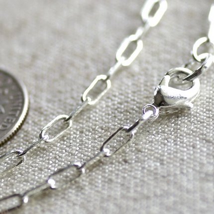 Sterling Silver Plated Brass Cable Chain Silver Blank Chain Necklace cn125 30"