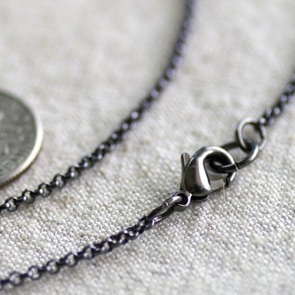 Gunmetal Black Plated Brass Blank Necklace Black Rolo Chains cn149 30"