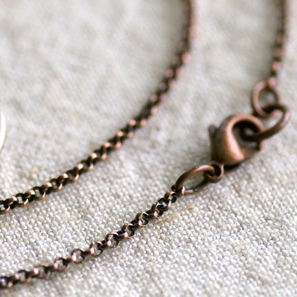 Antique Copper Plated Brass Blank Necklace Brass Rolo Chain Necklace cn150 30"