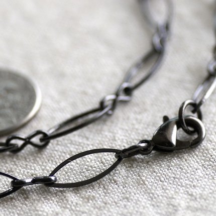 Gunmetal Black Plated Blank Necklace Eight Figure Chain Necklace cn170 30"