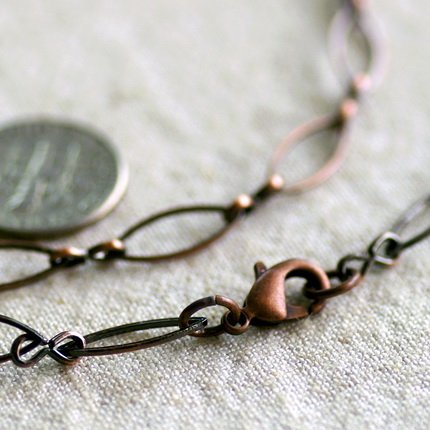 Antique Copper Filigree Blank Necklace Copper Chain cn171 30"