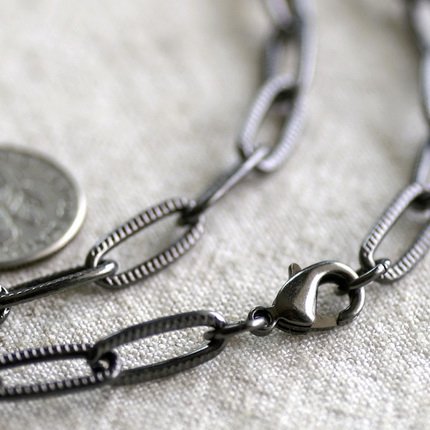 Gunmetal Black Plated Metal Blank Necklace Cable Chains Necklace cn176 30"