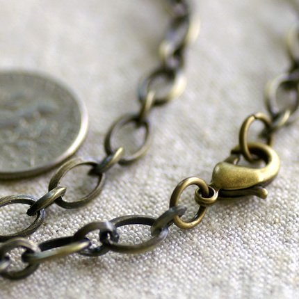 Antique Bronze Plated Blank Necklace Bronze Cable Chain Necklace cn178 30"