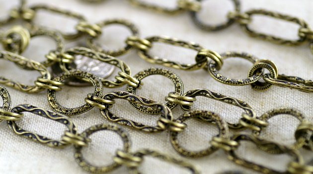 2ft Large Filigree Tibetan Silver Style Chain Antique Bronze Plated h06c